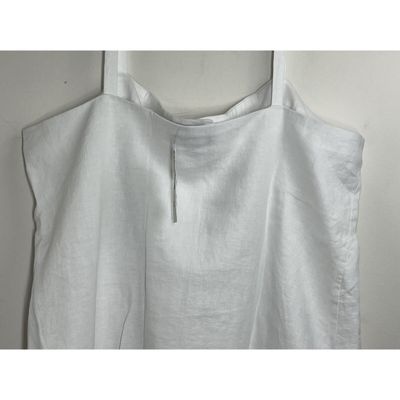 J Crew Claudia Dress in Linen XXL White Shift Square Neckline Button Up Retro - Picture 5 of 14